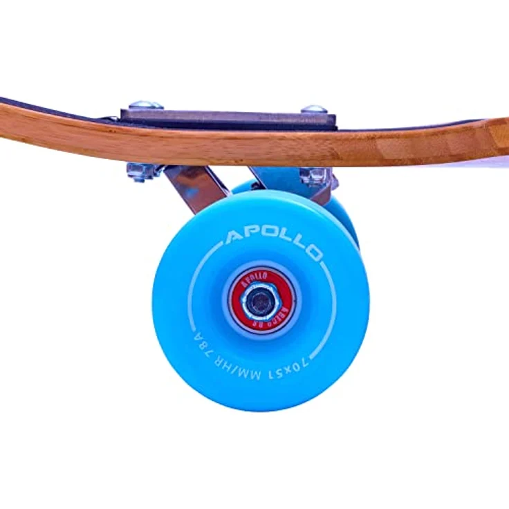 Apollo Longboard, Komplettboard mit Deck aus Bambus & Fiberglas, High-End mit ABEC 9 Kugellager, Flex 2 für Jugendliche und Erwachsene, Profi-Cruiser – Bild 3