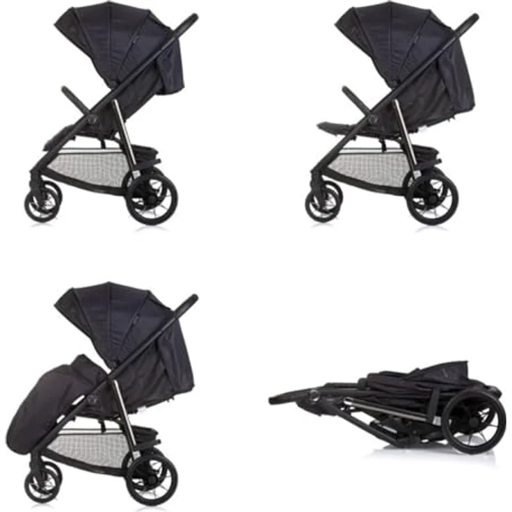 Chipolino Kinderwagen Buggy Insta, klappbar, 3-fach verstellbare Rückenlehne, 5-Punkt-Sicherheitsgurt, verstellbares Sonnendach, großer Aufbewahrungskorb, Federung – Bild 4