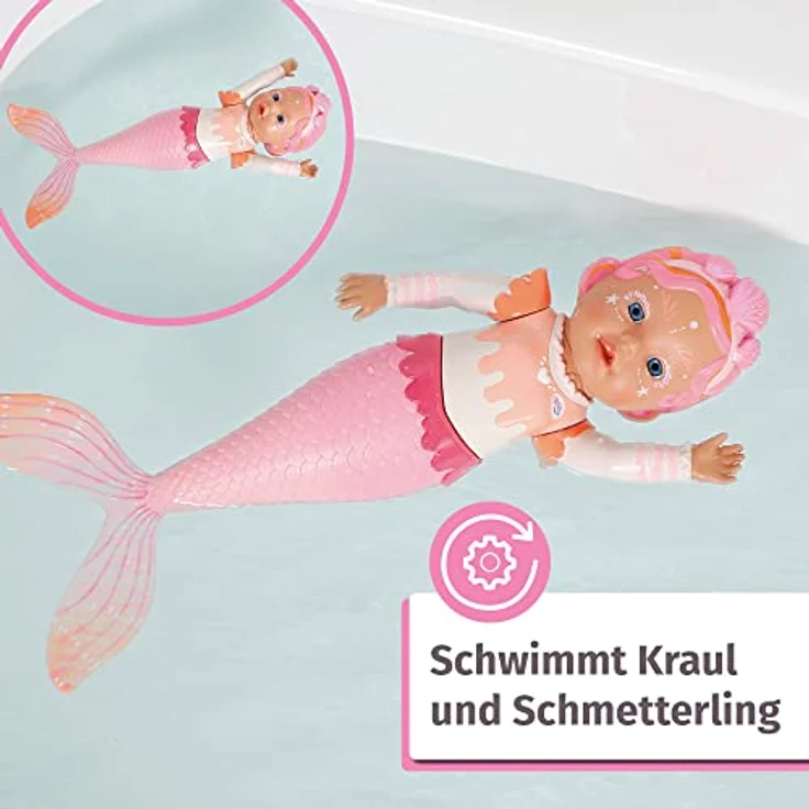 BABY Born Zapf Creation 835326 My First Mermaid 37cm -Meerjungfrau Badepuppe, bewegliche Arme und Beine, schwimmt durchs Wasser, wasserdicht und ohne Batterien verwendbar – Bild 7