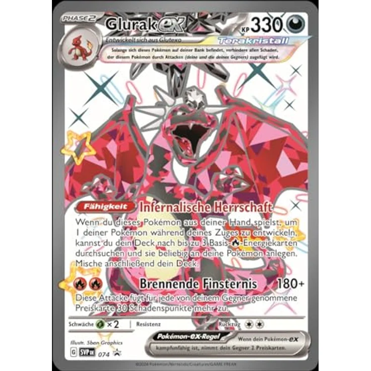 Pokémon-Sammelkartenspiel: Tin-Box Karmesin & Purpur – Paldeas Schicksale – Schillerndes Glurak-ex (1 holografische Promokarte & 4 Boosterpacks) – Bild 4