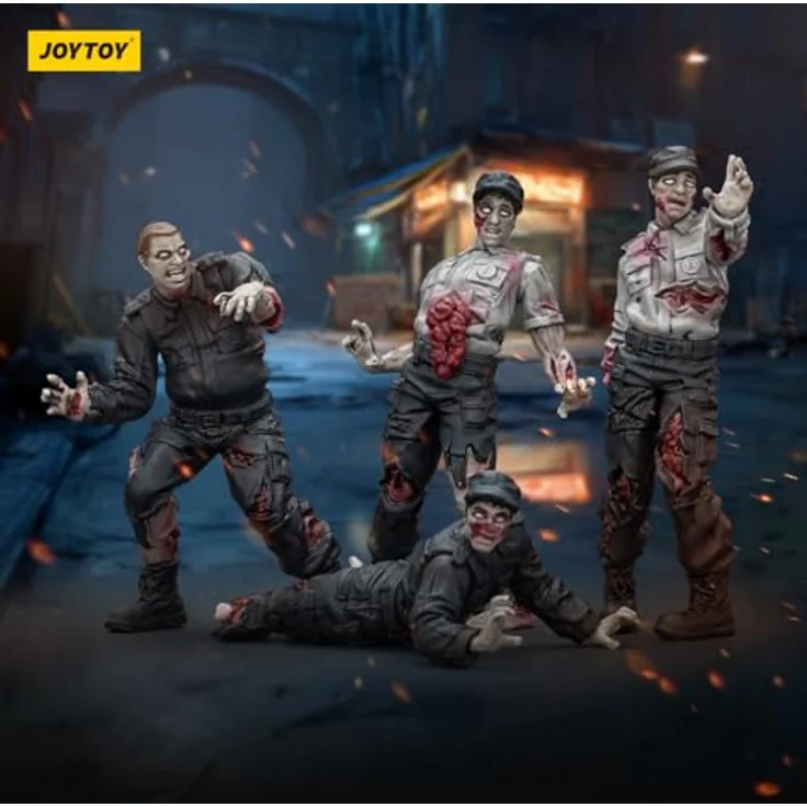 JOYTOY Zombie Dark Source Actionfiguren 4er-Pack Security Guards, 8 cm, detailreiche Sammelfiguren mit Zubehör – Bild 2