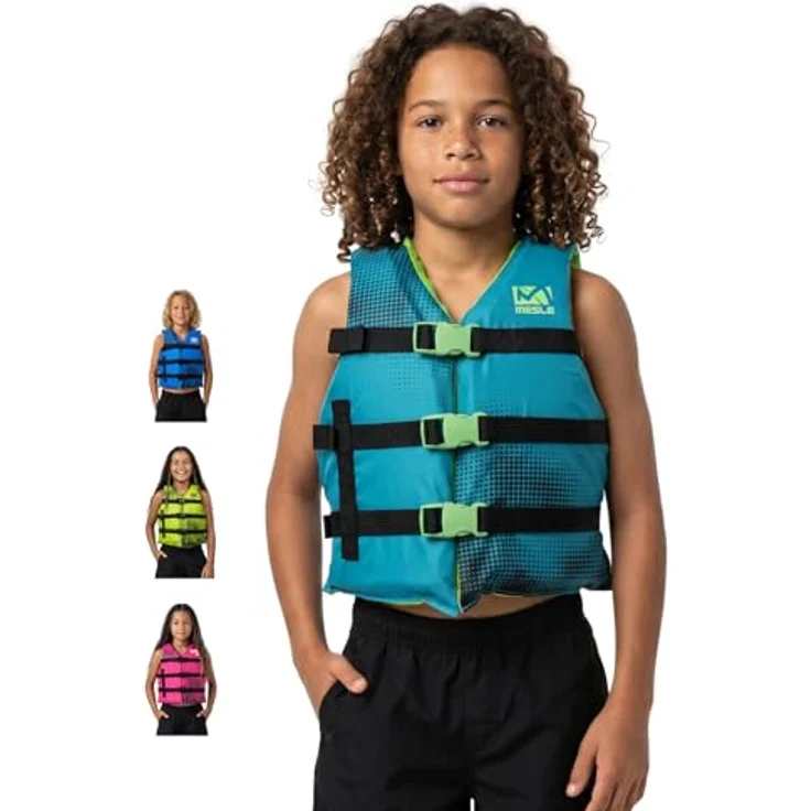 MESLE Schwimmweste Kinder Sportsman, leichte 50N Auftriebsweste mit drei Gurten für SUP, Kajak, Wakeboard, 64-74 cm Brustumfang, für 7-10 Jahre – Bild 1