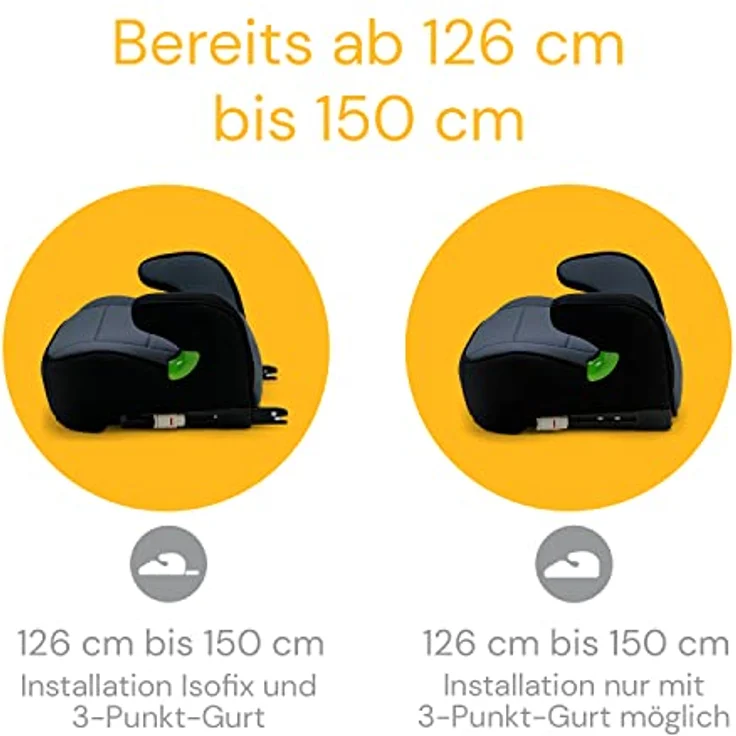 Osann Kindersitzerhöhung Junior Isofix i-Size, ab 7 Jahren, bis 12 Jahre, Sitzerhöhung Auto Kinder mit Isofix ab 126cm, Sitzschale, Booster, schwarz - Preisvergleich – Bild 4