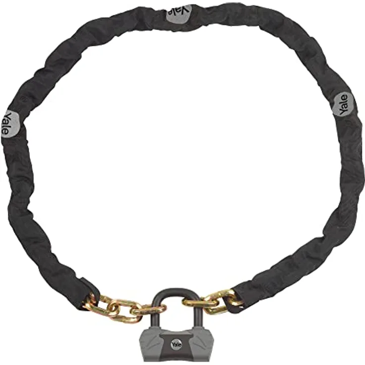 Yale Max Security Sicherheitskette & Schloß 1800 mm - YCL3/10/180/1 - mit Titanium verstärkt - 4 Schlüssel (1x mit Licht) - Max. Pick-, Zieh-, Schlag- und Bohrwiderstand - Div. Verriegelungsopt.