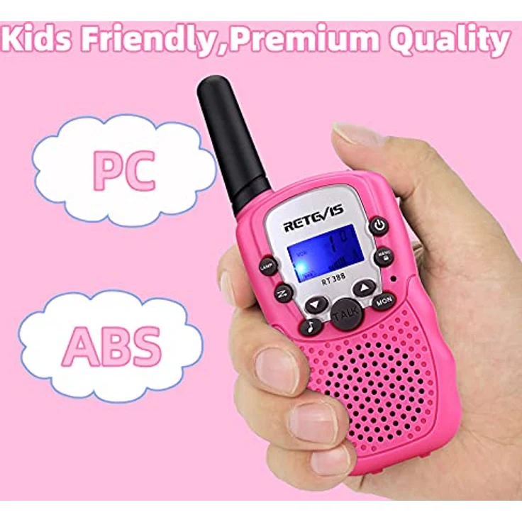 Retevis RT388 Walkie Talkie Kinder, 8 Kanäle Funkgerät mit großer Reichweite und Taschenlampe, VOX, rosa, für 3-12 Jahre, 1 Paar – Bild 4