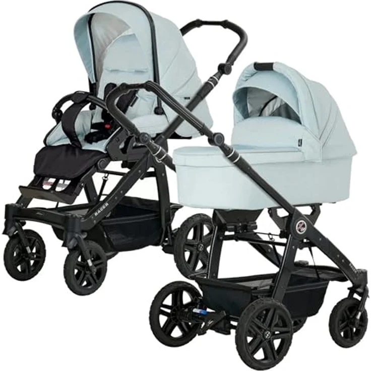 Hartan Kinderwagenset Racer GTS, 3-teilig, Pastellblau, mit Federung, 5-Punkte-Gurt, Made in Germany, EN 1888, UV 50+, azofarbenfrei – Bild 2