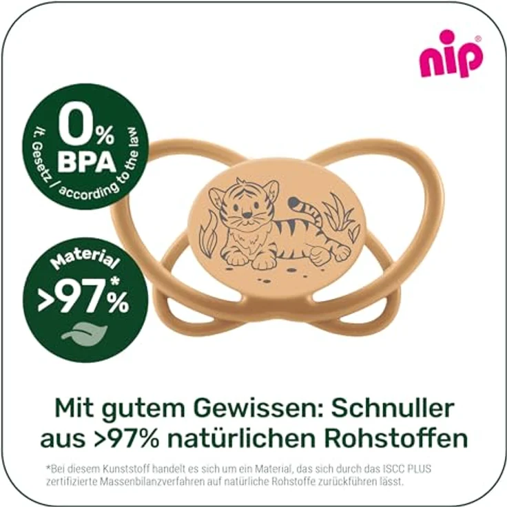 nip Butterfly, 2er Pack Stillfreundlicher, zahnfreundlicher Babyschnuller mit weichem Silikonsauger, Braun/Grau, für 16-32 Monate inkl. Schnullerbox – Bild 5