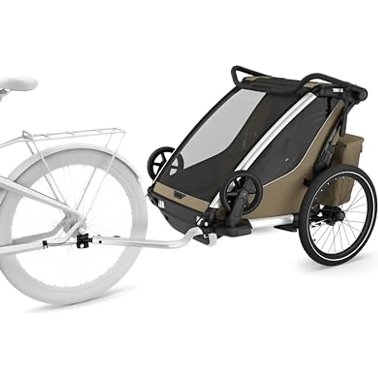 Thule Chariot Cross 2, Fahrradkinderanhänger mit FlipWing-System, verstellbarer Federung und XL-Stauraum, grau