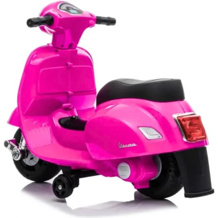 Vrooomy Kinder Elektro Roller Vespa GTS Mini, 6V mit Scheinwerfer, rosa, für 1 bis 3 Jahre, mit abnehmbaren Stützrädern und Kunstledersitz – Bild 5