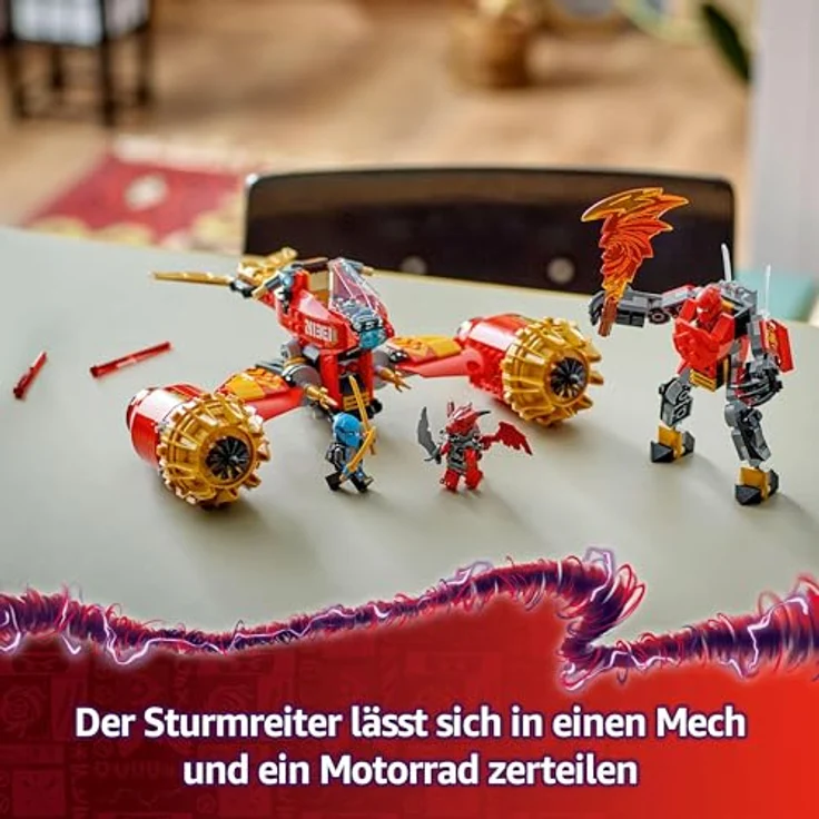 LEGO NINJAGO Kais Sturmreiter-Mech - Fliegendes Motorrad Spielzeug mit 3 Minifiguren - Mech mit beweglichem Kopf, Armen und Beinen - Bauspielzeug - Geschenk für Jungen & Mädchen ab 7 Jahren 71830 - Ninja-Kombi-Mech, aufteilbar in 2 Modelle – Bild 3