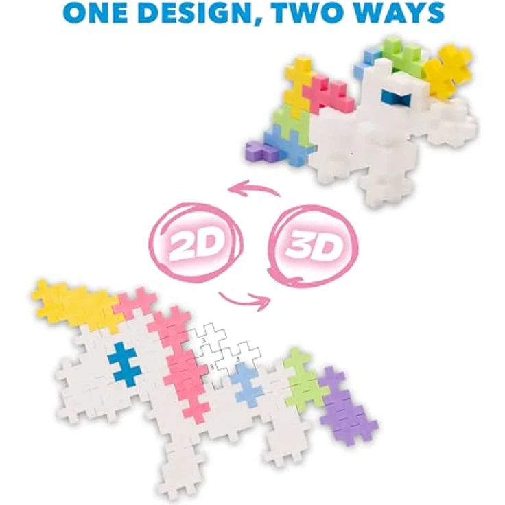 PLUS-PLUS Kreativset Bausteine Puzzle by Number Märchen, 12 Aktivitäten und 125 Bausteine für 2D-Puzzle und 3D-Figuren – Bild 4