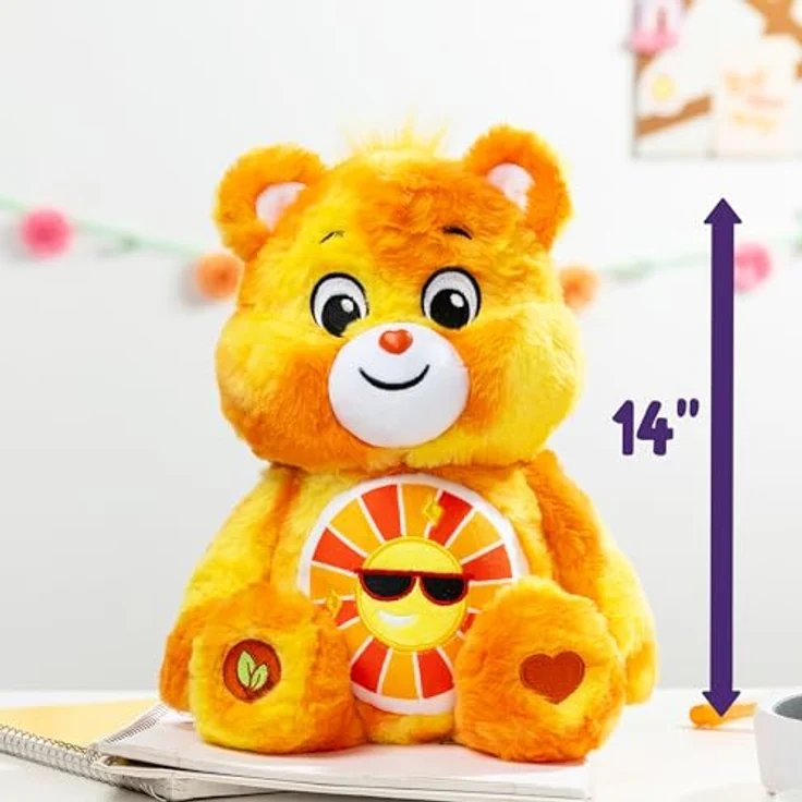 Troetelbeertjes Care Bears Kuscheltier Colour Splash Funshine Bear, 35cm, mit detailliertem Belly Badge und modernem Plüschdesign – Bild 5