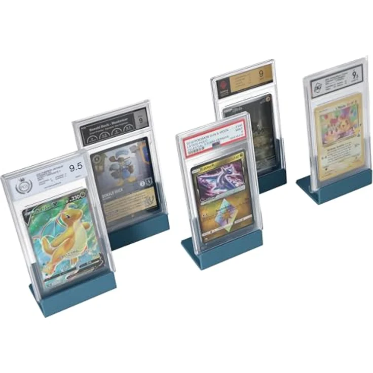 Feldherr 5er Set Kartenständer für Graded und Trading Cards, aqua blue, stabiler Kunststoff mit 10° Neigungswinkel für optimale Präsentation – Bild 1