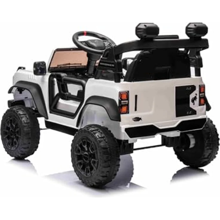 Beneo Ford Bronco Elektrisches Kinderfahrzeug, lizenziert, Einzelsitzer, Weiß, Hinterradantrieb, Lithiumbatterie, hohe Bodenfreiheit, breiter Sitz, Hinterachsfederung, 2,4-GHz-Fernbedienung, MP3-Player mit USB-Anschluss, LED-Beleuchtung – Bild 8