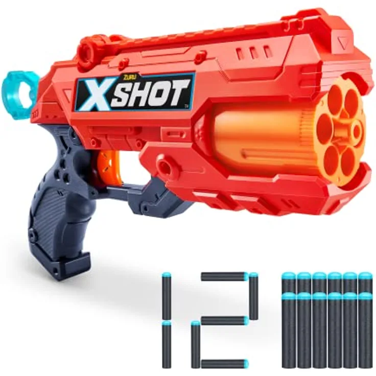 XShot X-Shot Excel Reflex 6 Blaster mit Darts, ROTIERENDER 6-DART-LAUF, REICHWEITE 27m, inkl. 12 Darts  
