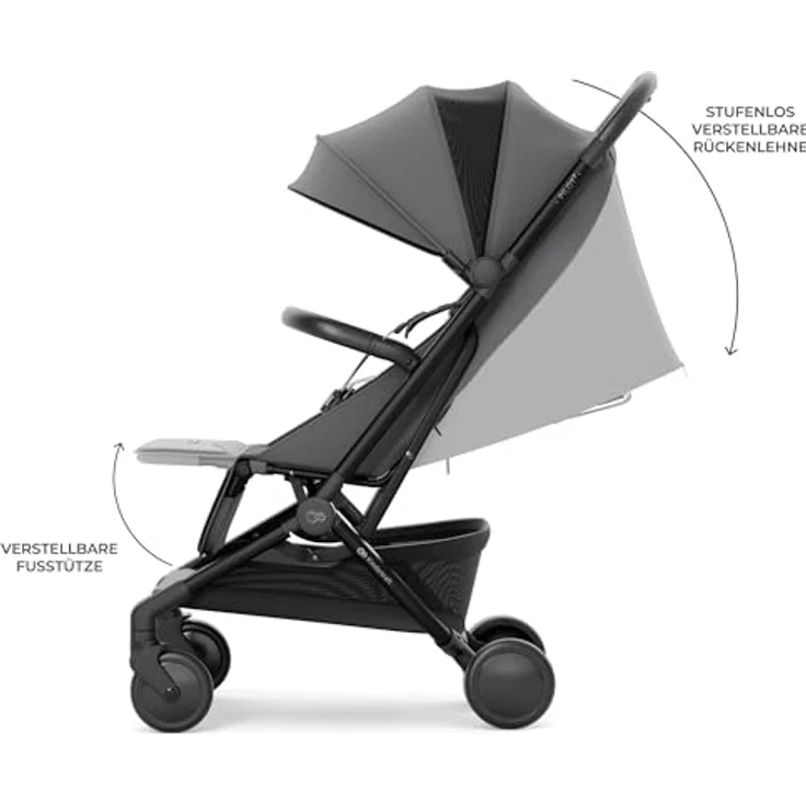 Kinderkraft PILOT 2 Kinderwagen, Liegebuggy mit innovativem Klappsystem, kompakte Maße, Tragegurt, UPF 50+ Schutz, 5-Punkt-Sicherheitsgurt, grau – Bild 5
