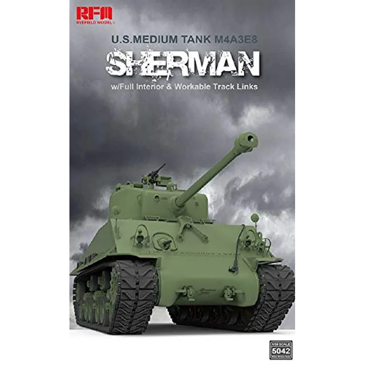 Rye Field Model M4A3 76W HVSS Sherman, Modellfahrzeug im Maßstab 1:35 mit vollständiger Innenausstattung, Höhe 28 cm, ideal für Modellbau-Enthusiasten