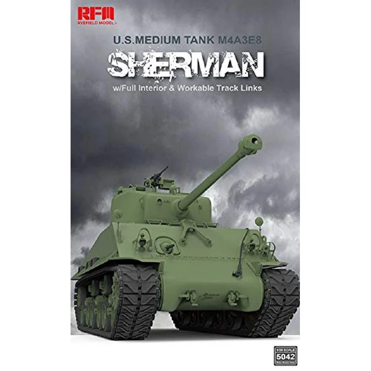 Rye Field Model M4A3 76W HVSS Sherman, Modellfahrzeug im Maßstab 1:35 mit vollständiger Innenausstattung, Höhe 28 cm, ideal für Modellbau-Enthusiasten – Bild 1