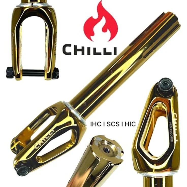 Chilli Stuntscooter Chilli Pro Scooters Slim Cut Stunt-Scooter Fork HIC Kit + Headset Gold, Aluminium, CNC gefräst, geeignet für 100, 110 & 120mm Wheels – Bild 3