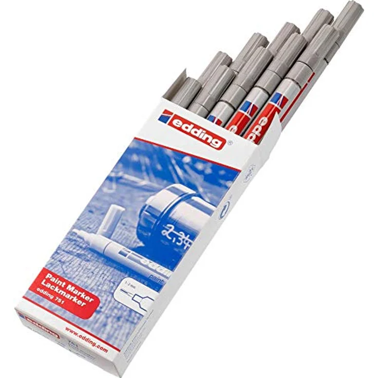 Edding 751 Lackmarker - silber - 10 Lackmarker - Rundspitze 1-2 mm - wasserfest, stark deckend – Bild 2