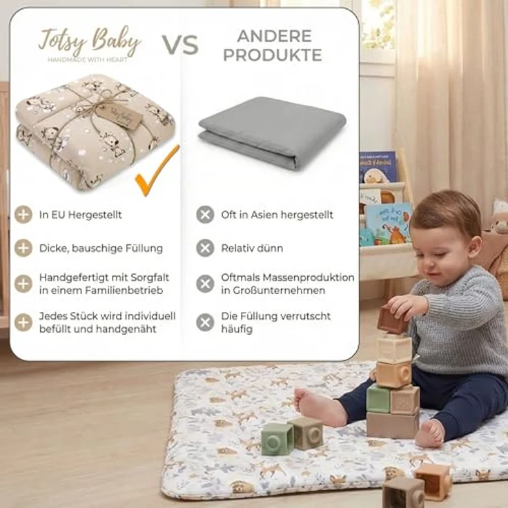 Totsy Baby Krabbeldecke Krabbelmatte – Faltbare Spielmatte für Baby, waschbar, Oeko-Tex-zertifiziert, großzügige Fläche, hautfreundlich, modernes Design – Bild 4