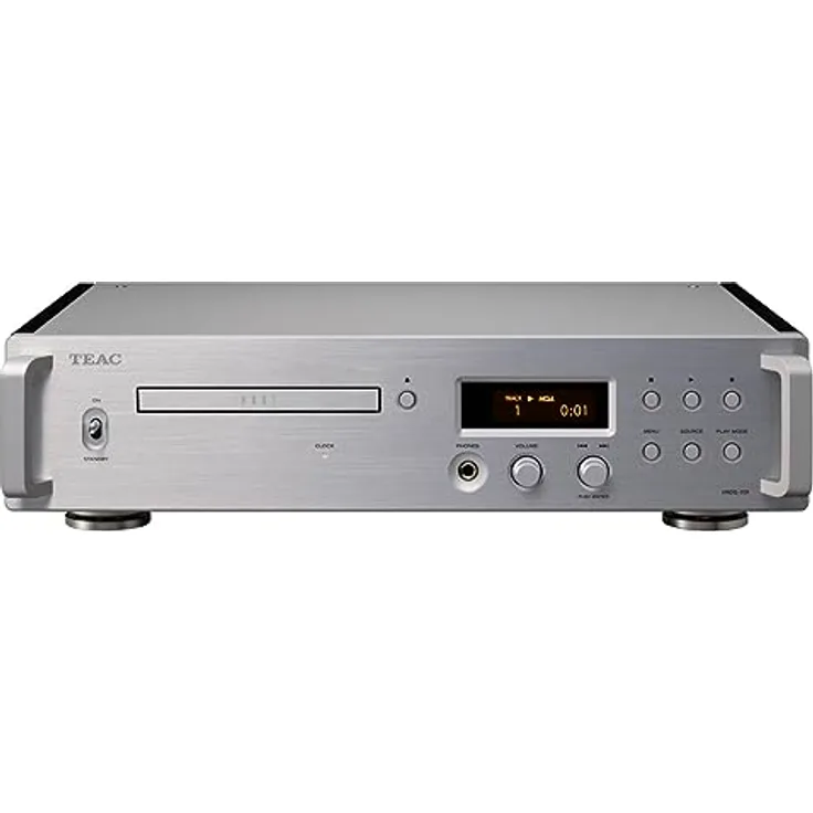 TEAC Reference VRDS-701 High End CD-Player mit VRDS CD-Laufwerksmechanismus, MQA-Unterstützung, USB-DAC und Kopfhörerverstärker, Silber