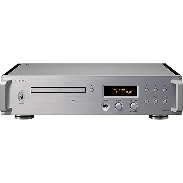 TEAC Reference VRDS-701 High End CD-Player mit VRDS CD-Laufwerksmechanismus, MQA-Unterstützung, USB-DAC und Kopfhörerverstärker, Silber – Bild 1