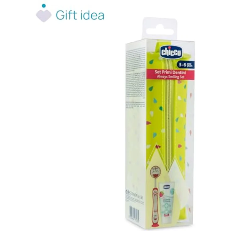 Chicco Kinderzahnbürste und Zahnpasta Set, mit Erdbeerzahnpasta und weichen Borsten, praktisches Reise-Case, für 3-6 Jahre, rot – Bild 5