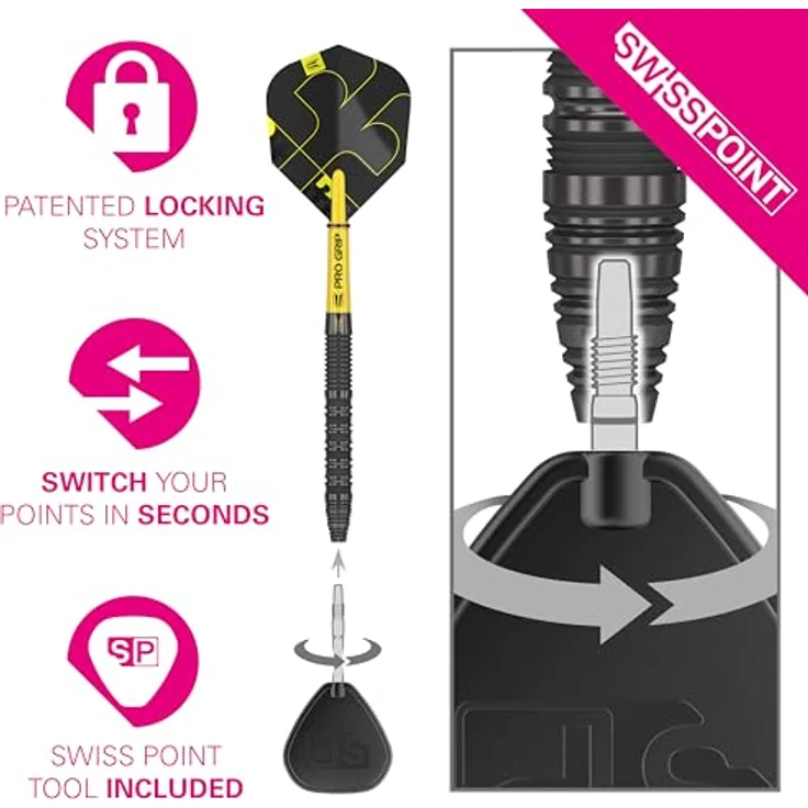 Target Darts Bolide Void 01, Darts Set mit 22G 90% Wolfram, schwarzem Swiss Point System und Pro Grip Shafts – Bild 4