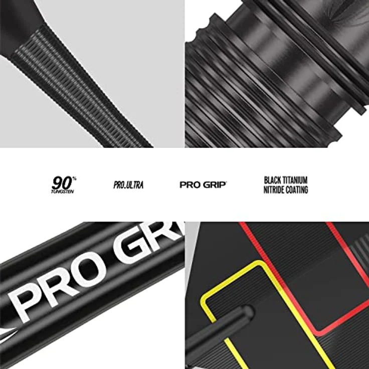 Target Darts Gabriel Clemens Black Edition Steel Tip Darts, 90% Tungsten, 23G mit Pro Grip Schäften und Pro Ultra Flights, Schwarz – Bild 5