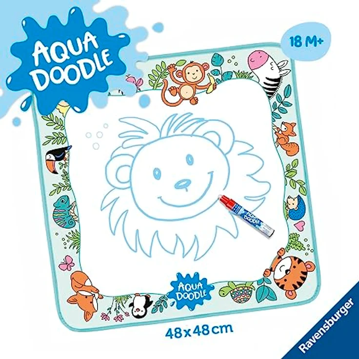 Ravensburger 4564 Aquadoodle Animals - Erstes Malen für Kinder ab 18 Monate - Malset für fleckenfreien Malspaß mit Wasser - inklusive Matte und Stift Maße (B/H): 22 x 31 cm, Malset für fleckenfreien Malspaß mit Wasser, inklusive Matte und Stift, Dt/frz/ital/niederländ – Bild 2