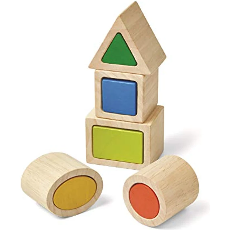 Plantoys Steckspielzeug Formenboxen, pädagogisches Spielzeug zur Geometrie- und Formenbildung, 5 bunte Formen, empfohlen ab 18 Monaten – Bild 3