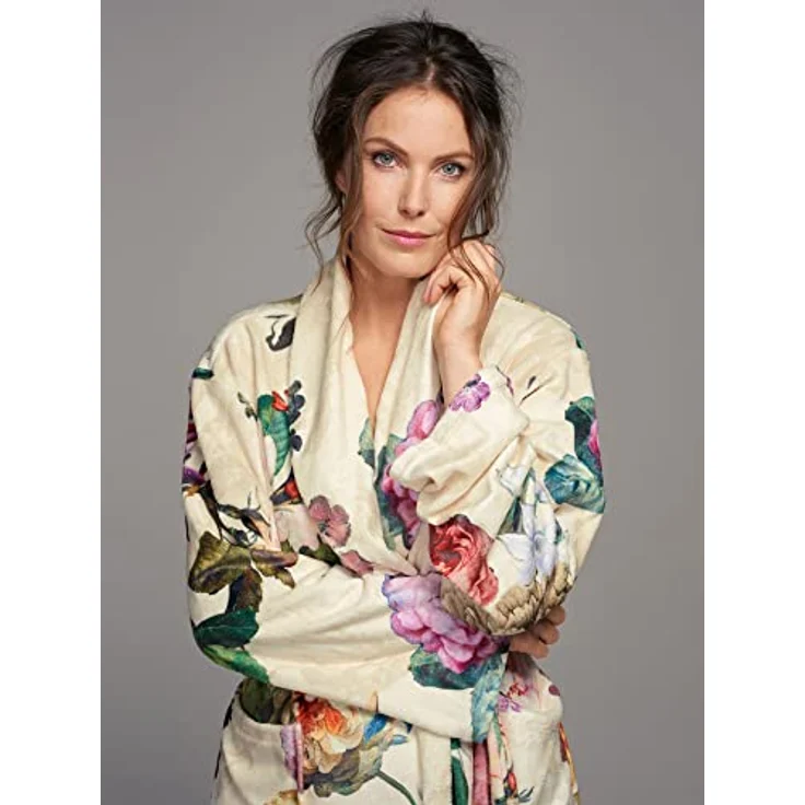 Essenza Kimono Fleur, Bademantel in Weiß mit floralem Design, Größe XL für Damen – Bild 4