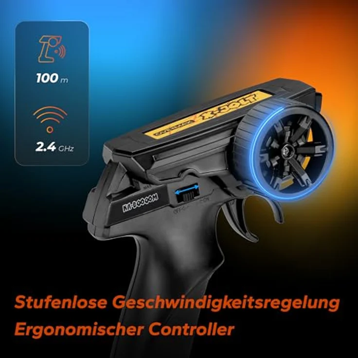 Overmax X-Jolt RC Monster Truck 1:20, ferngesteuertes Offroad-Auto 2WD, bis 20 km/h, 2 Akkus für 30 Min Fahrzeit, 2,4 GHz Steuerung, stoßdämpfend, ab 8 Jahren – Bild 5