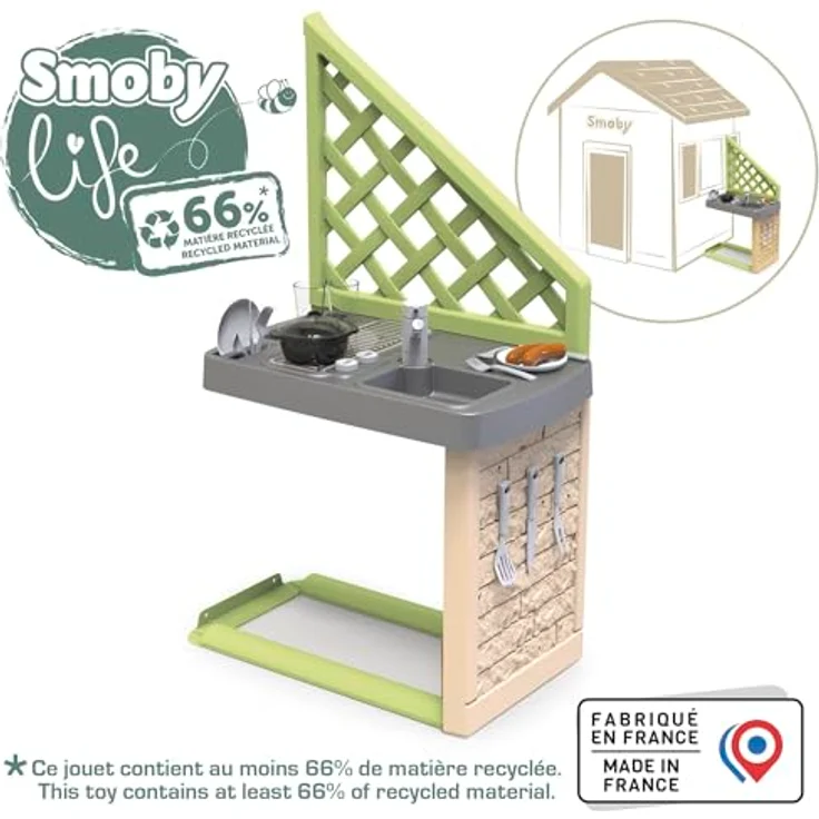 Smoby Life Sommerküche Zubehör, Outdoor-Spielküche für Kinder mit Grill und Spüle, 17-teilig, UV-beständig, aus 60% recyceltem Kunststoff, ab 2 Jahren – Bild 2