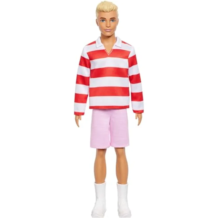 Mattel® Anziehpuppe Barbie Fashionista Ken-Puppe, blonder Ken im rot-weißen Polohemd, HYV01 – Bild 4