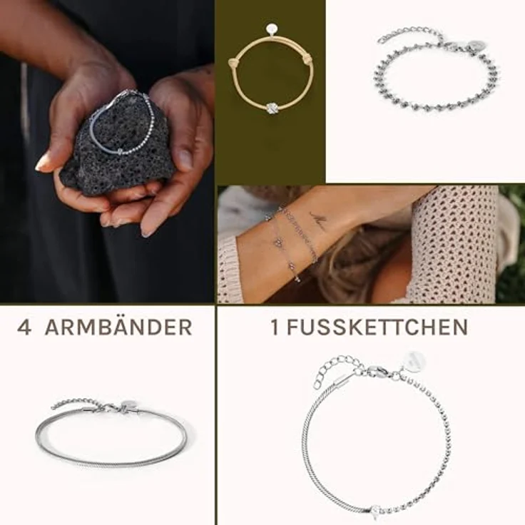 Purelei Damen Schmuckset Elemente Silber Onesize - Mit 6 Ketten, 8 Ohrringen, 4 Ringen, 4 Armbändern, 2 Charms und 1 Fußkettchen – Bild 11