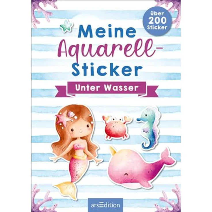 Ars Edition Sticker Meine Aquarell-Sticker - Unter Wasser - Über 200 Sticker, Hochwertige Trendige Aufkleber in Aquarell-Optik für Kinder ab 4 Jahren – Bild 3