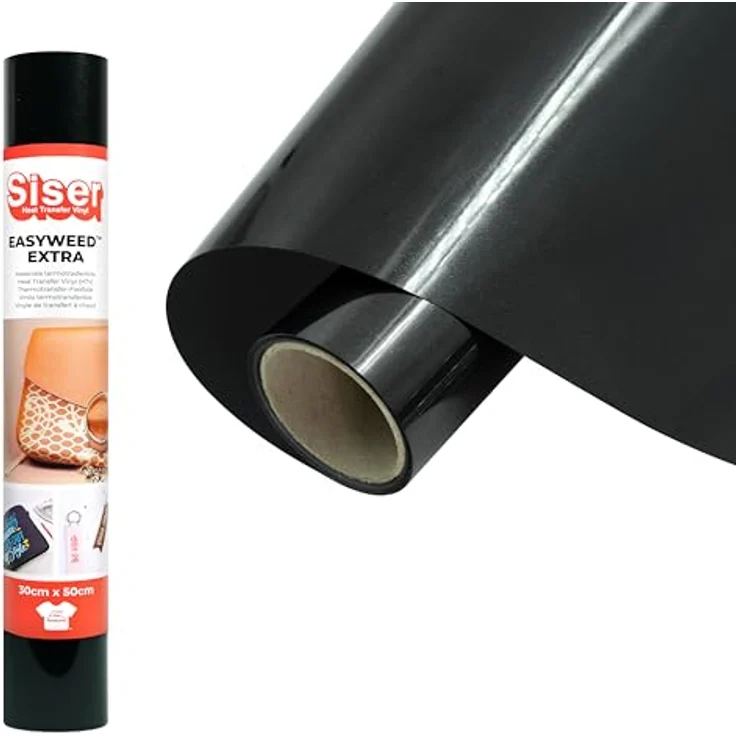 Siser® P.S. Film Extra EasyWeed, PVC-freie Transferfolie für Schneideplotter, schwarz, 30,0 x 50,0 cm, 1 Rolle – Bild 1
