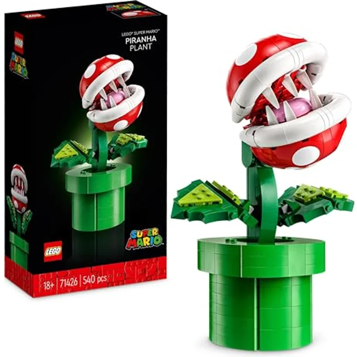 LEGO 71426 Super Mario Piranha-Pflanze Set, bewegliche Figur mit Pfeife und 2 Münzelementen, Modellbausatz für Erwachsene zum Bauen, Schlafzimmer-Deko, Geschenk für Männer, Frauen und Jugendliche – Bild 1