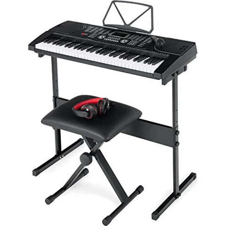 McGrey SK-6100 Keyboard Super Kit, Einsteiger-Instrument mit 61 Tasten, 255 Klängen und Rhythmen, Lernfunktionen, inklusive Tisch, Hocker, Mikrofon und Kopfhörer, schwarz – Bild 1