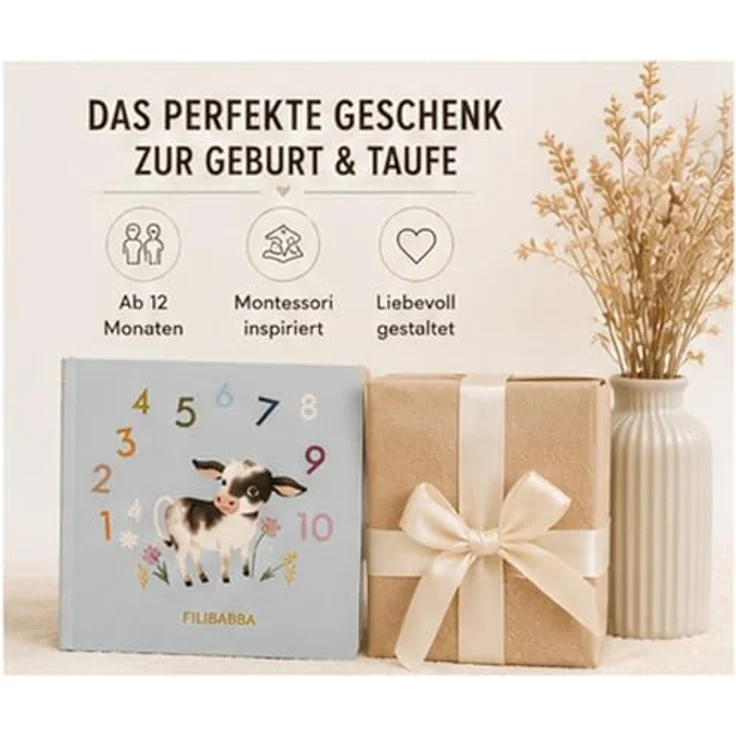 FILIBABBA Lernspielzeug Bilderbuch „Zahlen entdecken“ – Bauernhof & Zahlen lernen ab 12 Monaten, dicke Pappseiten, kinderfreundliches Design – Bild 10