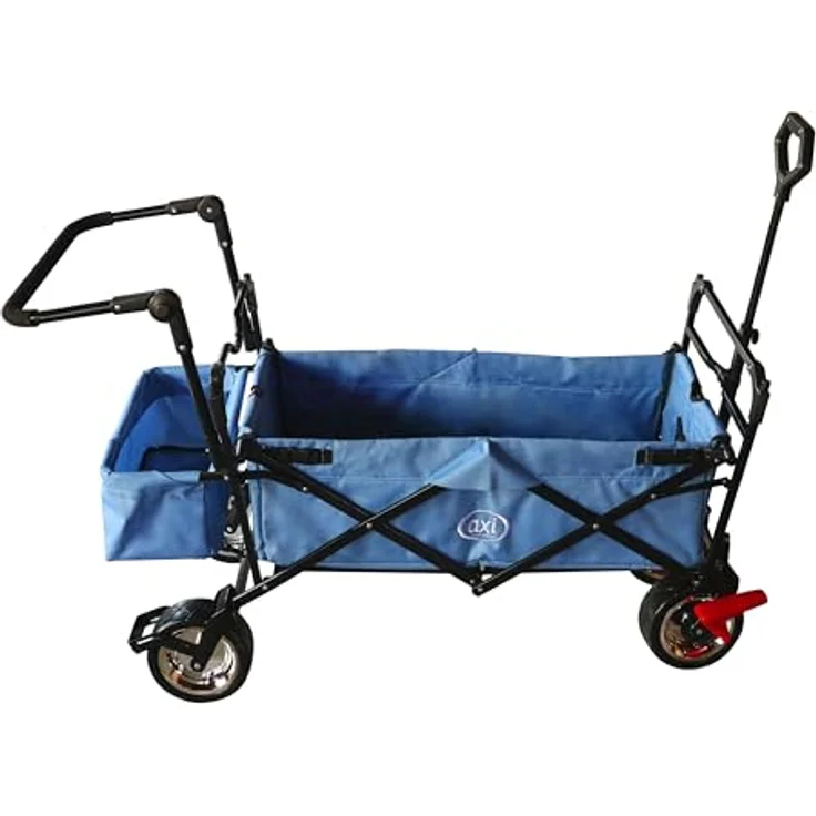 Ambia Garden Bollerwagen, faltbar mit Dach, grau, Metall/Textil, 59x102x134 cm, für Kinder ab 3 Jahren, bis 80 kg belastbar, 360° drehbare Vorderräder, inkl. Transporttasche – Bild 6