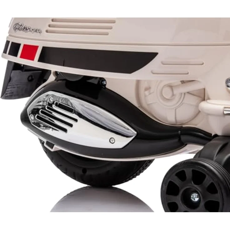 Sun Baby Vespa Maxi Elektroroller, 12V Akku Kinderfahrzeug mit Licht, Sound und MP3-Player, stabil, für Kinder 3-6 Jahre, Weiß – Bild 2