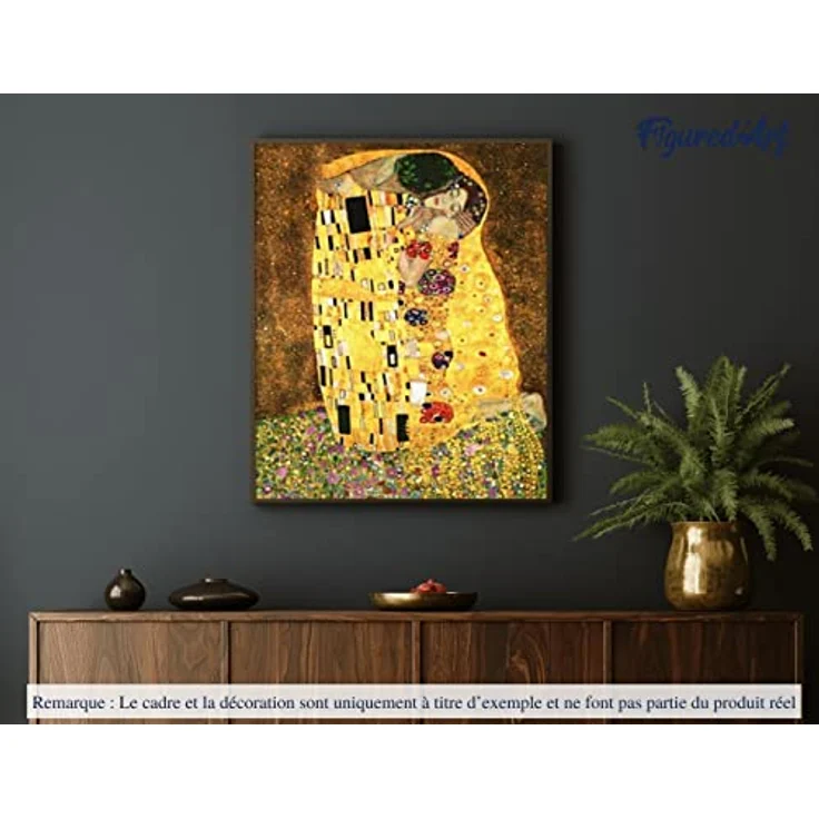 Figured'Art Malen Nach Zahlen Erwachsene Mit Rahmen Klimt - Der Kuss - Paint by Numbers Basteln DIY Bastelset 40x50cm Leinwand gespannt auf Holzrahmen – Bild 4