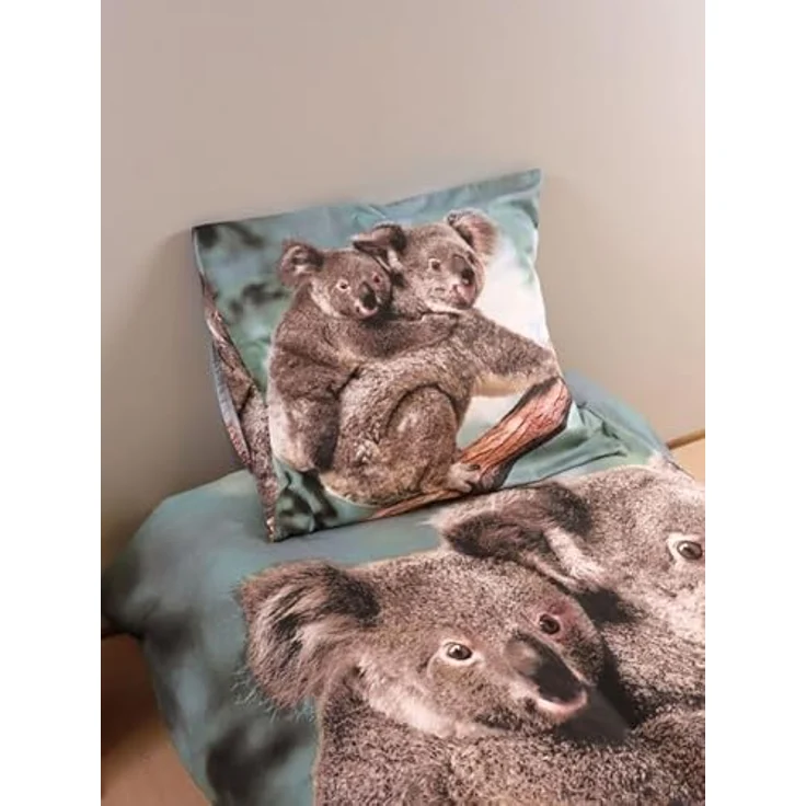 BrandMac Bettwäsche Set mit Koala 135 x 200 cm 80 x 80 cm 100% Baumwolle, atmungsaktiv und temperaturausgleichend – Bild 5