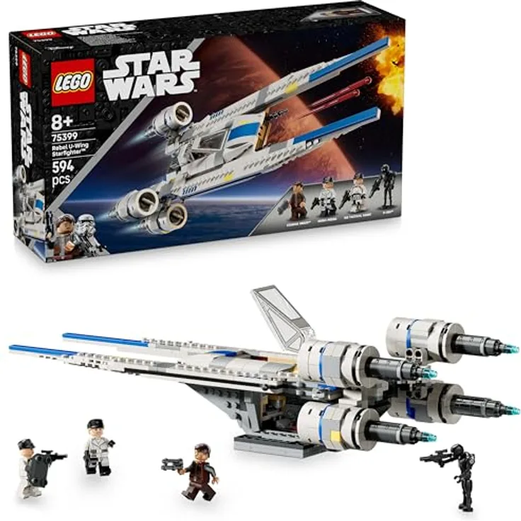 LEGO Star Wars™ 75399 Rebel U-Wing Starfighter Bausatz, 594 Teile, mit 3 Minifiguren und K-2SO, Mehrfarbig
