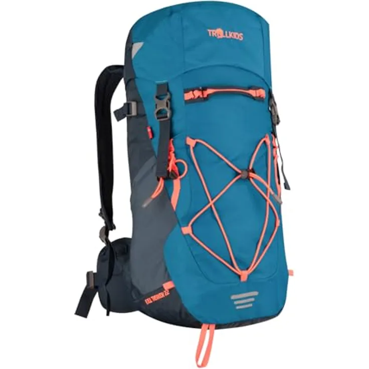 TROLLKIDS Trekkingrucksack FJELL TREKKER 22, sportlicher Rucksack aus 100% Polyamid, atlantic blue/dark navy/glow orange
