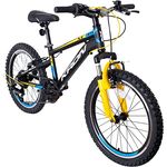 KRON XC 75 Kinder Mountain Bike 20 Zoll ab 6 Jahre | Aluminium MTB Fahrrad 7 Gang Shimano, V-Bremse, 11 Zoll Rahmen, Schwarz Gelb