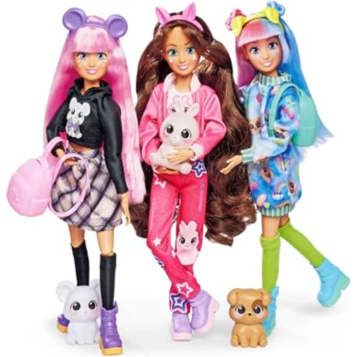 SIMBA Anziehpuppe Kawaii Hi Mia, bewegliche Fashion-Puppe mit rosa-blauen Haaren, 26 cm, inkl. Hund Choco und Zubehör – Bild 5